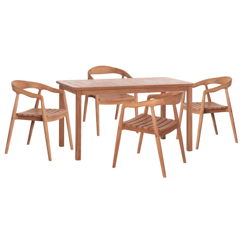 OUTDOOR DINING SET 5PCS EBENIZER FK10915 TEAK WOOD IN NATURAL COLOR
