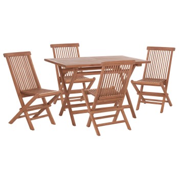 OUTDOOR DINING SET 5PCS FOLDABLE ERIS FK10919 TEAK WOOD IN NATURAL