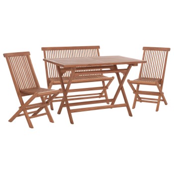 OUTDOOR DINING SET 4PCS FOLDABLE ERIS FK10920 TEAK WOOD IN NATURAL