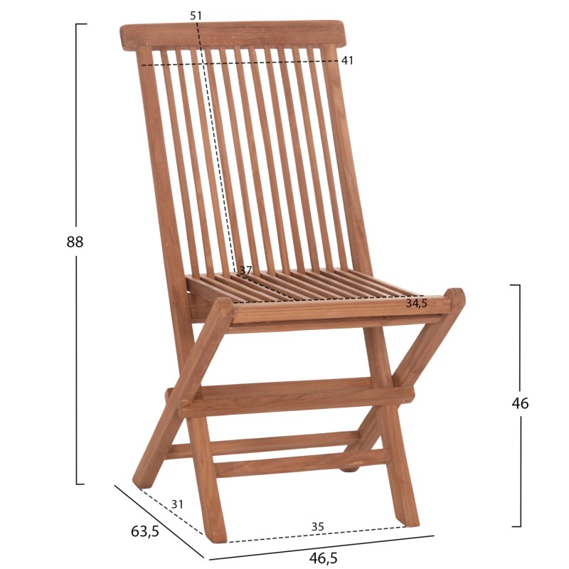 OUTDOOR DINING SET 3PCS FOLDABLE HEIDEL FK10921 TEAK WOOD IN NATURAL