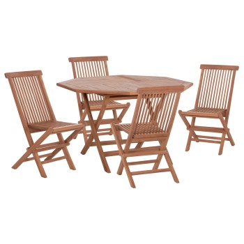 OUTDOOR DINING SET 5PCS FOLDABLE KARLIN FK10922 TEAK WOOD IN NATURAL
