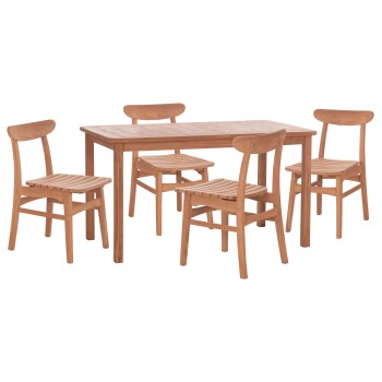 OUTDOOR DINING SET 5PCS ROBBIE FK10926 TEAK WOOD IN NATURAL COLOR