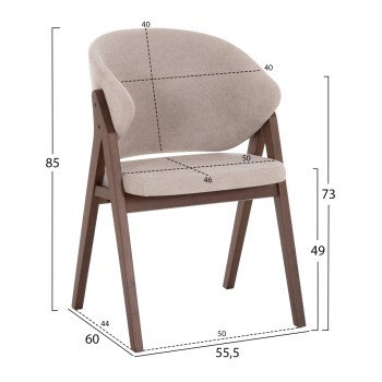 DINING CHAIR HANA FK9746.11 RUBBERWOOD IN BLACK-FABRIC IN GREY 55,5x60x85Hcm.