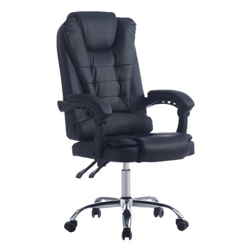 EXECUTIVE OFFICE CHAIR KYRON FK1221.01 BLACK PU--CHROME BASE 65x46x112Hcm.