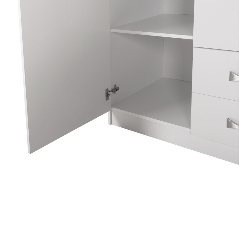 WARDROBE 3-LEAF WITH LOFT CARLY FK10891.05 MELAMINE IN WHITE 150x55x240Hcm