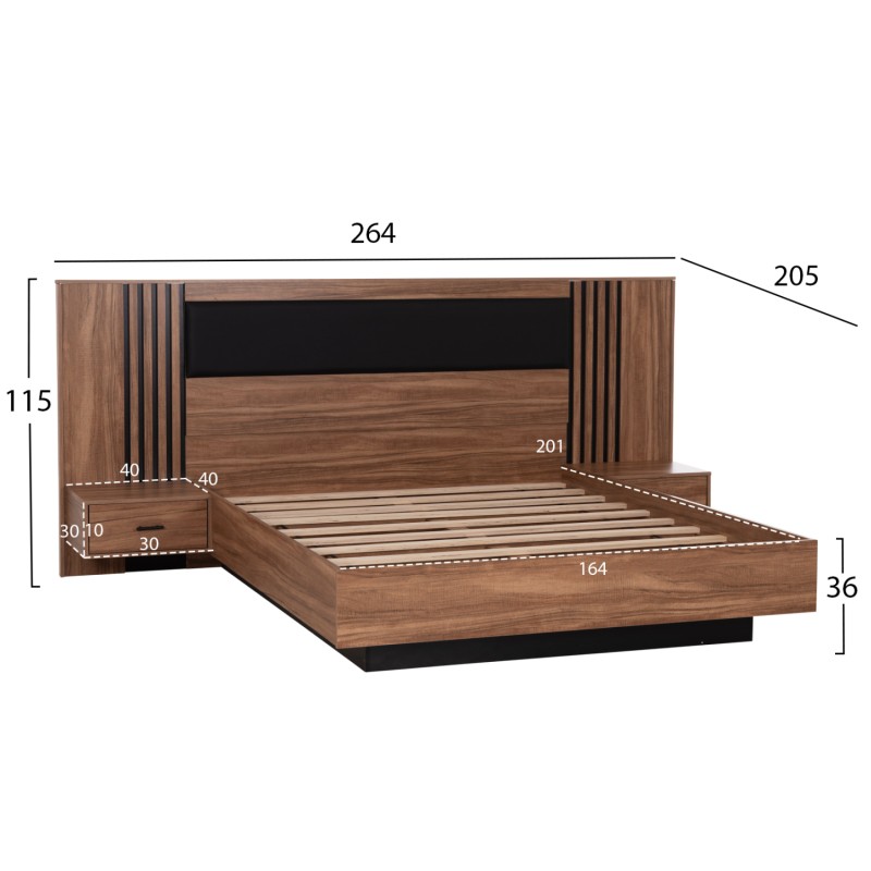 BEDROOM FURNITURE SET 5PCS HARRY FK10913.01 MELAMINE IN NATURAL WOOD & BLACK--FOR MATTRESS 160x200cm BEDROOM FURNITURE SET 5PCS HARRY FK10913.01 MELAMINE IN NATURAL WOOD & BLACK--FOR MATTRESS 160x200cm