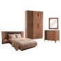 BEDROOM FURNITURE SET 5PCS HARRY FK10913.01 MELAMINE IN NATURAL WOOD & BLACK--FOR MATTRESS 160x200cm