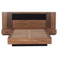 DOUBLE BED WITH MATTRESS HARRY FK10914.01 MELAMINE IN NATURAL WOOD COLOR & BLACK--FOR 160x200cm