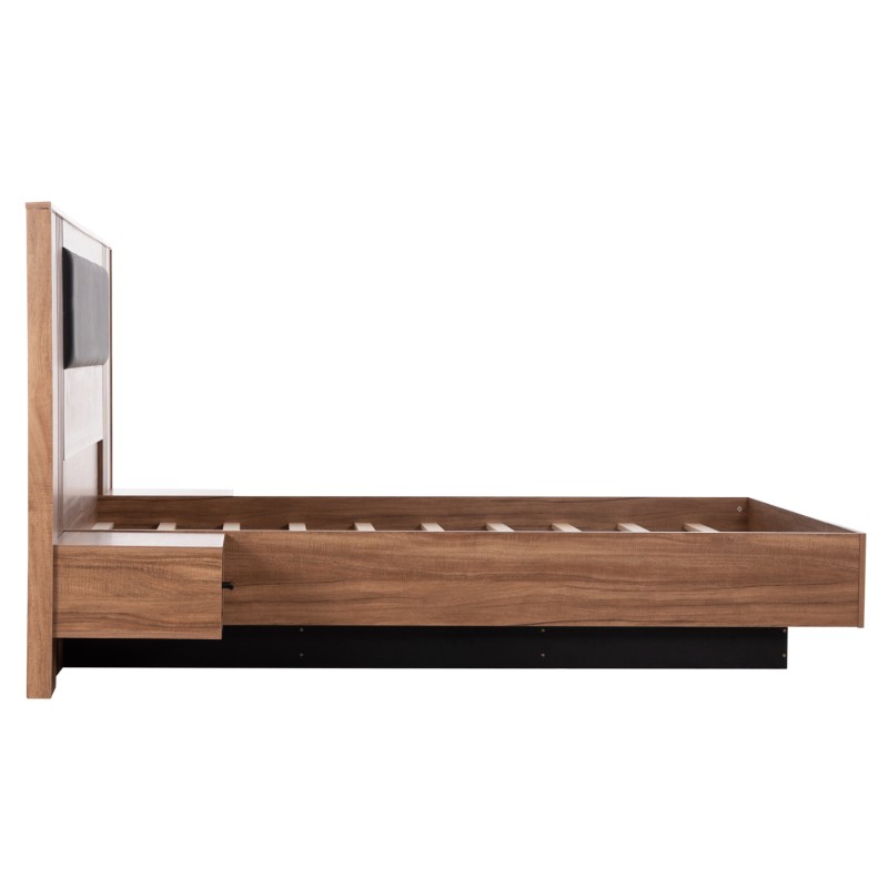 DOUBLE BED WITH MATTRESS HARRY FK10914.01 MELAMINE IN NATURAL WOOD COLOR & BLACK--FOR 160x200cm