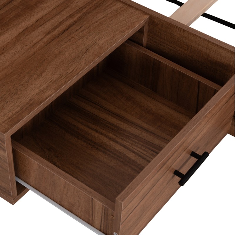 DOUBLE BED WITH MATTRESS HARRY FK10914.01 MELAMINE IN NATURAL WOOD COLOR & BLACK--FOR 160x200cm