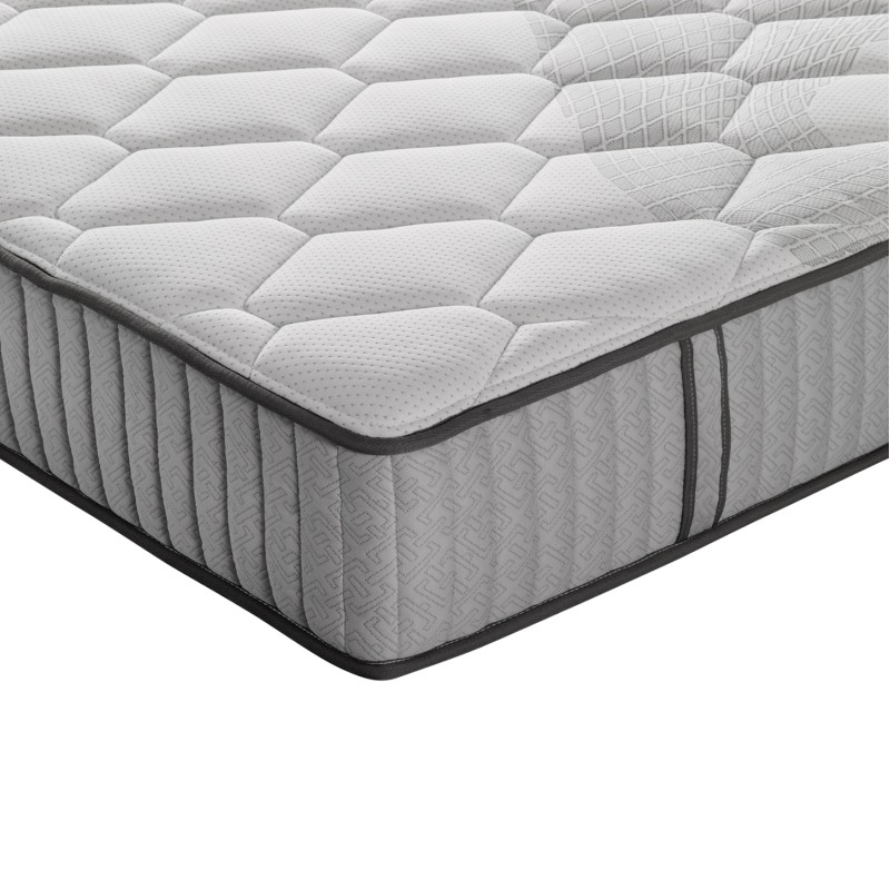 DOUBLE BED WITH MATTRESS HARRY FK10914.01 MELAMINE IN NATURAL WOOD COLOR & BLACK--FOR 160x200cm
