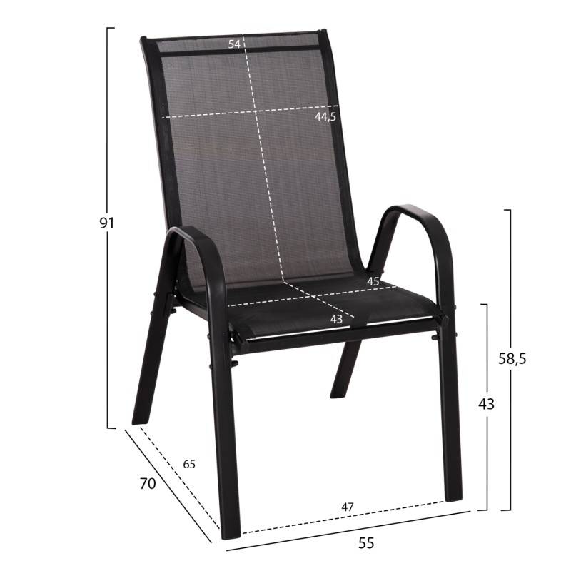OUTDOOR DINING SET 5PCS BRUNO FK10894.03 METAL & TEXTILENE-- BLACK