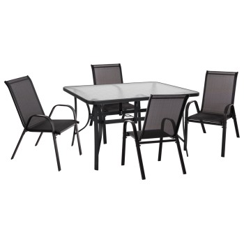 OUTDOOR DINING SET 5PCS BRUNO FK10894.03 METAL & TEXTILENE-- BLACK