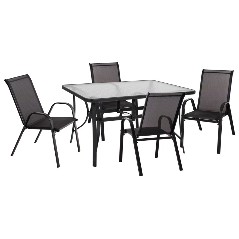 OUTDOOR DINING SET 5PCS BRUNO FK10894.03 METAL & TEXTILENE-- BLACK