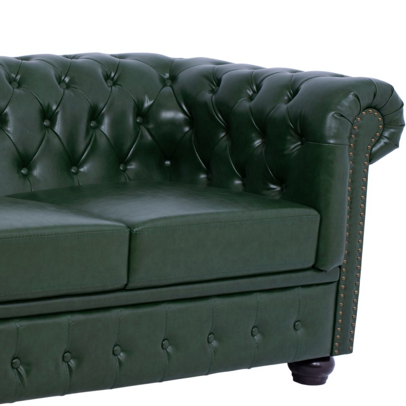 SET 2-SEATER & 3-SEATER SOFAS MOBAR FK10911.08 PU LEATHER T.CHESTERFIELD--CYPRESS GREEN SET 2-SEATER & 3-SEATER SOFAS MOBAR FK10911.08 PU LEATHER T.CHESTERFIELD--CYPRESS GREEN