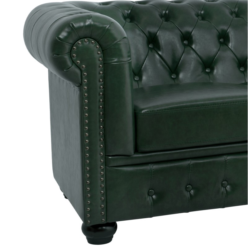 SET 2-SEATER & 3-SEATER SOFAS MOBAR FK10911.08 PU LEATHER T.CHESTERFIELD--CYPRESS GREEN SET 2-SEATER & 3-SEATER SOFAS MOBAR FK10911.08 PU LEATHER T.CHESTERFIELD--CYPRESS GREEN