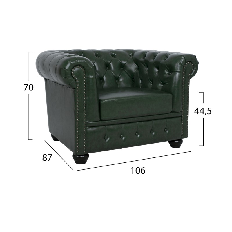 LIVING ROOM SET 3PCS MOBAR FK10912.08 PU LEATHER T.CHESTERFIELD--CYPRESS GREEN