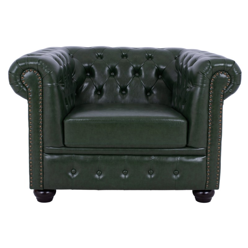 LIVING ROOM SET 3PCS MOBAR FK10912.08 PU LEATHER T.CHESTERFIELD--CYPRESS GREEN