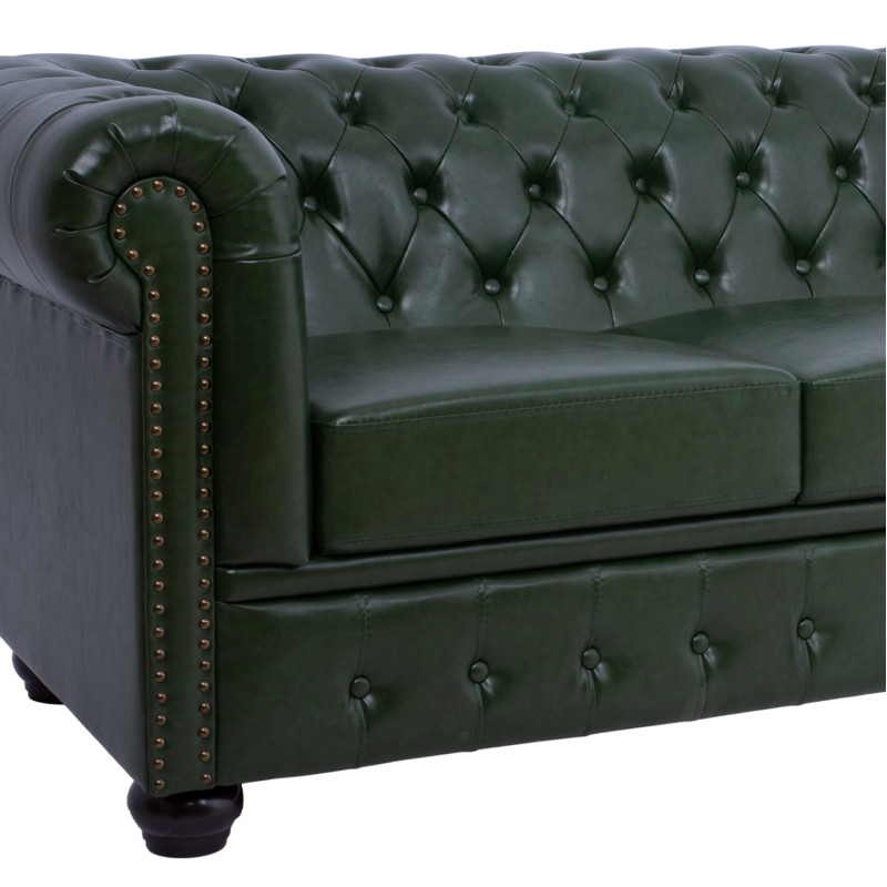 LIVING ROOM SET 3PCS MOBAR FK10912.08 PU LEATHER T.CHESTERFIELD--CYPRESS GREEN
