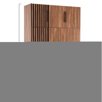WARDROBE 3-LEAF WITH LOFT HARRY FK10911.01 MELAMINE IN NATURAL WOOD & BLACK 150x55.5x240Hcm WARDROBE 3-LEAF WITH LOFT HARRY FK10911.01 MELAMINE IN NATURAL WOOD & BLACK 150x55.5x240Hcm
