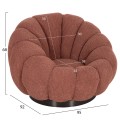 SET SWIVELLING ARMCHAIR WITH ROUND STOOL GRYMM FK10928.02 PINK BOUCLE FABRIC