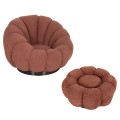 SET SWIVELLING ARMCHAIR WITH ROUND STOOL GRYMM FK10928.02 PINK BOUCLE FABRIC