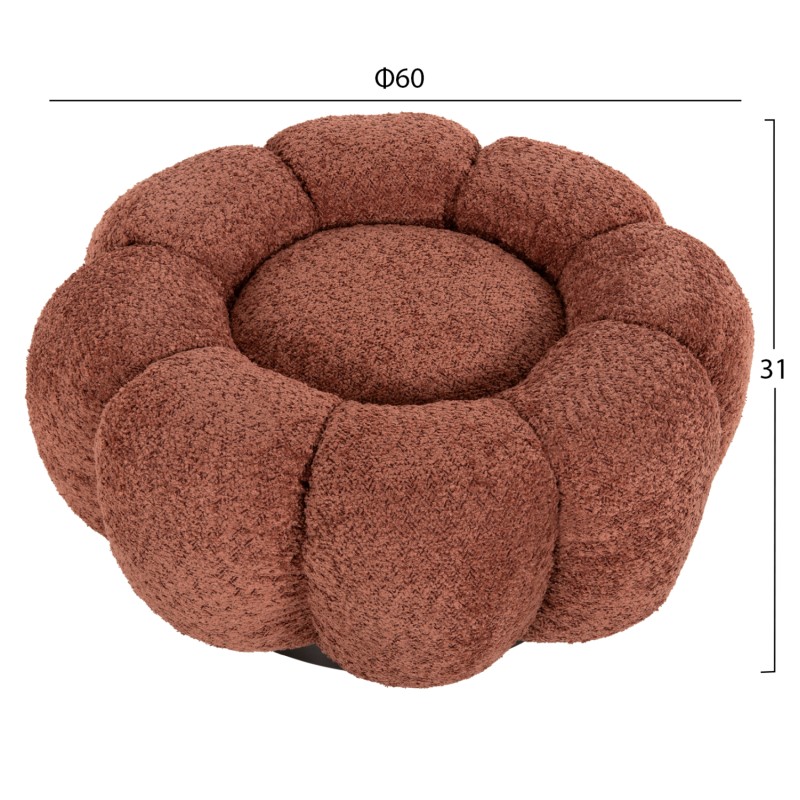 SET SWIVELLING ARMCHAIR WITH ROUND STOOL GRYMM FK10928.02 PINK BOUCLE FABRIC