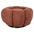 SET SWIVELLING ARMCHAIR WITH ROUND STOOL GRYMM FK10928.02 PINK BOUCLE FABRIC