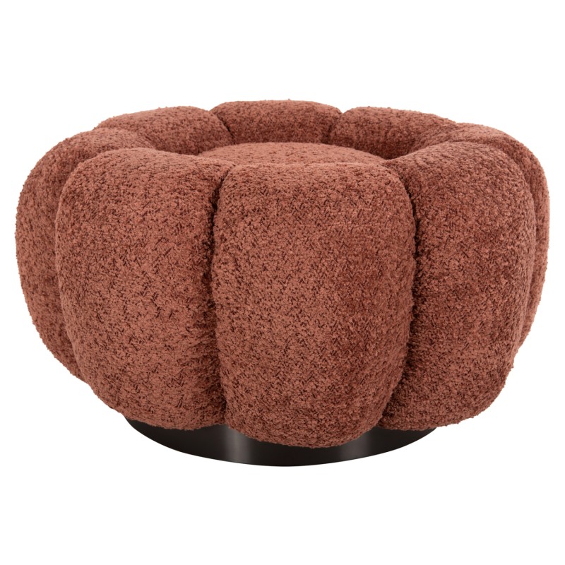 SET SWIVELLING ARMCHAIR WITH ROUND STOOL GRYMM FK10928.02 PINK BOUCLE FABRIC