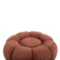 SET SWIVELLING ARMCHAIR WITH ROUND STOOL GRYMM FK10928.02 PINK BOUCLE FABRIC