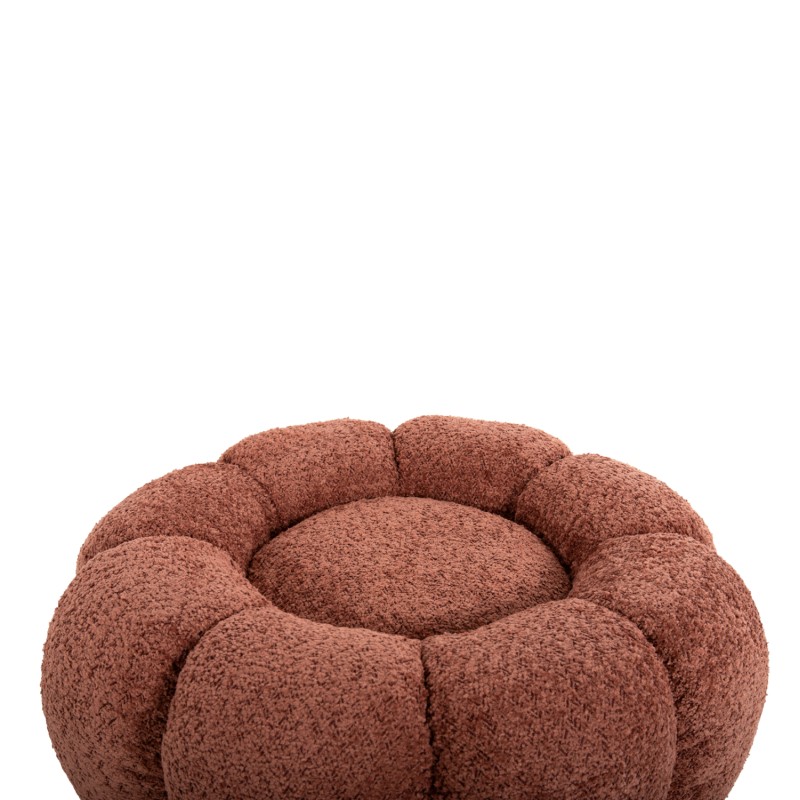 SET SWIVELLING ARMCHAIR WITH ROUND STOOL GRYMM FK10928.02 PINK BOUCLE FABRIC
