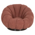 SET SWIVELLING ARMCHAIR WITH ROUND STOOL GRYMM FK10928.02 PINK BOUCLE FABRIC