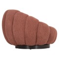 SET SWIVELLING ARMCHAIR WITH ROUND STOOL GRYMM FK10928.02 PINK BOUCLE FABRIC