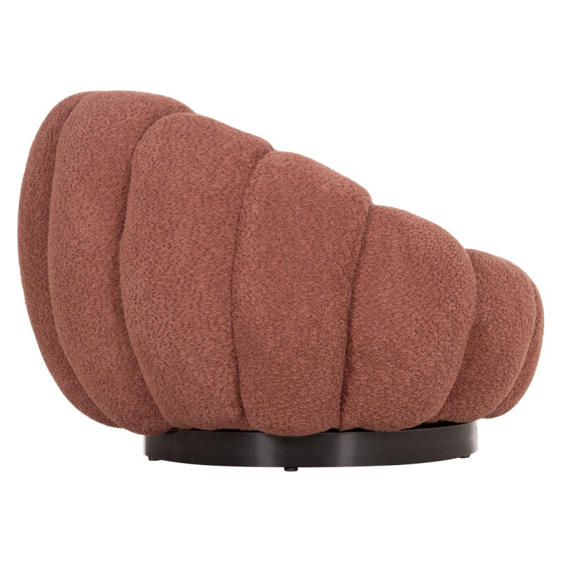 SET SWIVELLING ARMCHAIR WITH ROUND STOOL GRYMM FK10928.02 PINK BOUCLE FABRIC