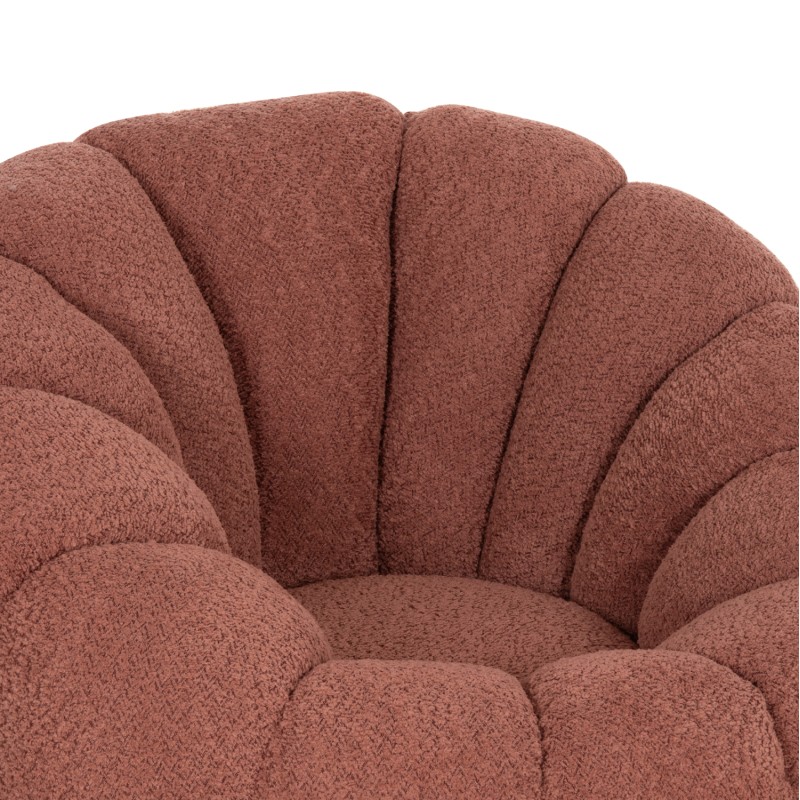 SET SWIVELLING ARMCHAIR WITH ROUND STOOL GRYMM FK10928.02 PINK BOUCLE FABRIC