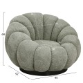 SET SWIVELLING ARMCHAIR WITH ROUND STOOL GRYMM FK10928.05 PISTACHIO GREEN BOUCLE FABRIC