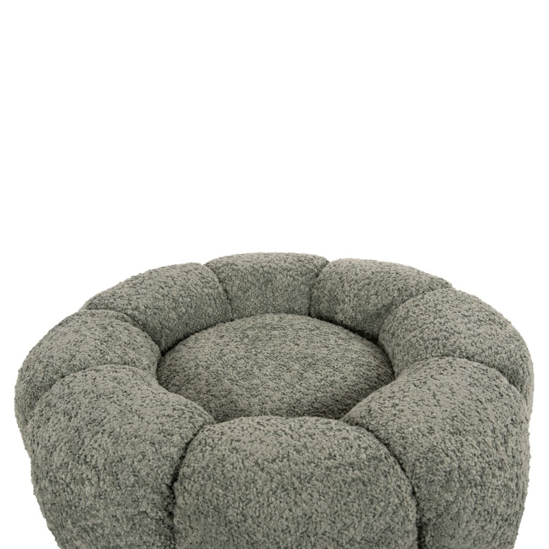 SET SWIVELLING ARMCHAIR WITH ROUND STOOL GRYMM FK10928.05 PISTACHIO GREEN BOUCLE FABRIC