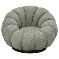 SET SWIVELLING ARMCHAIR WITH ROUND STOOL GRYMM FK10928.05 PISTACHIO GREEN BOUCLE FABRIC