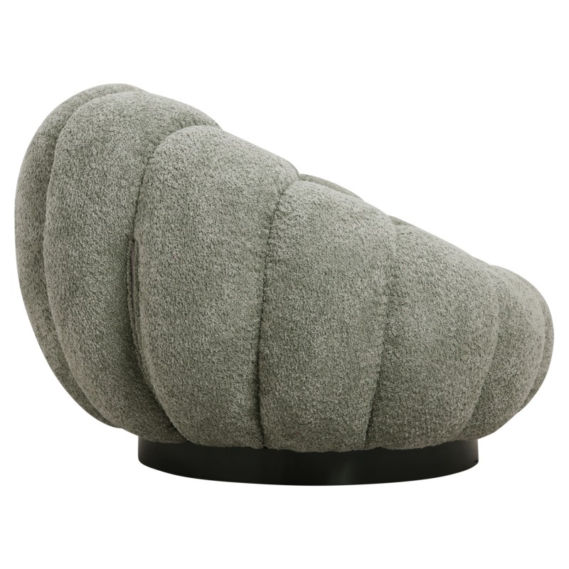 SET SWIVELLING ARMCHAIR WITH ROUND STOOL GRYMM FK10928.05 PISTACHIO GREEN BOUCLE FABRIC