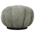 SET SWIVELLING ARMCHAIR WITH ROUND STOOL GRYMM FK10928.05 PISTACHIO GREEN BOUCLE FABRIC