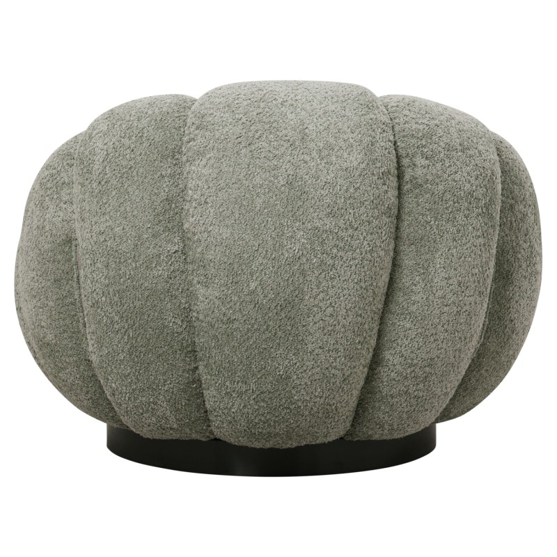 SET SWIVELLING ARMCHAIR WITH ROUND STOOL GRYMM FK10928.05 PISTACHIO GREEN BOUCLE FABRIC