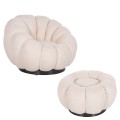 SET SWIVELLING ARMCHAIR WITH ROUND STOOL GRYMM FK10928.06 ECRU BOUCLE FABRIC SET SWIVELLING ARMCHAIR WITH ROUND STOOL GRYMM FK10928.06 ECRU BOUCLE FABRIC