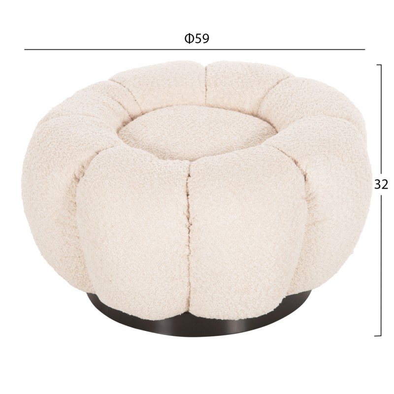 SET SWIVELLING ARMCHAIR WITH ROUND STOOL GRYMM FK10928.06 ECRU BOUCLE FABRIC SET SWIVELLING ARMCHAIR WITH ROUND STOOL GRYMM FK10928.06 ECRU BOUCLE FABRIC