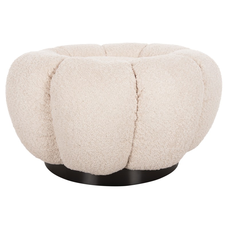 SET SWIVELLING ARMCHAIR WITH ROUND STOOL GRYMM FK10928.06 ECRU BOUCLE FABRIC SET SWIVELLING ARMCHAIR WITH ROUND STOOL GRYMM FK10928.06 ECRU BOUCLE FABRIC