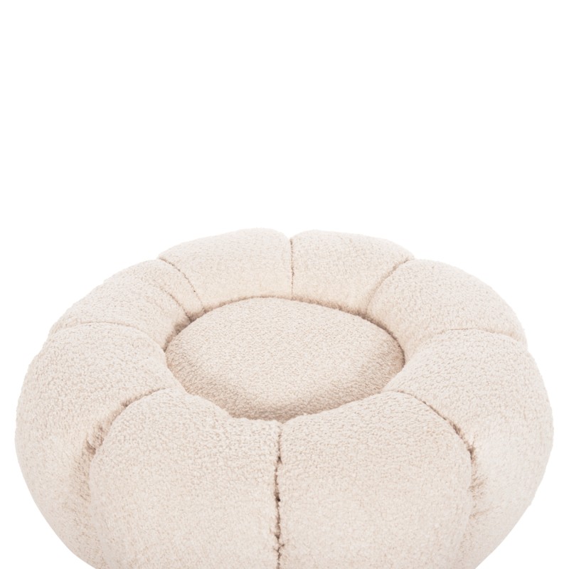 SET SWIVELLING ARMCHAIR WITH ROUND STOOL GRYMM FK10928.06 ECRU BOUCLE FABRIC SET SWIVELLING ARMCHAIR WITH ROUND STOOL GRYMM FK10928.06 ECRU BOUCLE FABRIC