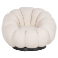 SET SWIVELLING ARMCHAIR WITH ROUND STOOL GRYMM FK10928.06 ECRU BOUCLE FABRIC SET SWIVELLING ARMCHAIR WITH ROUND STOOL GRYMM FK10928.06 ECRU BOUCLE FABRIC
