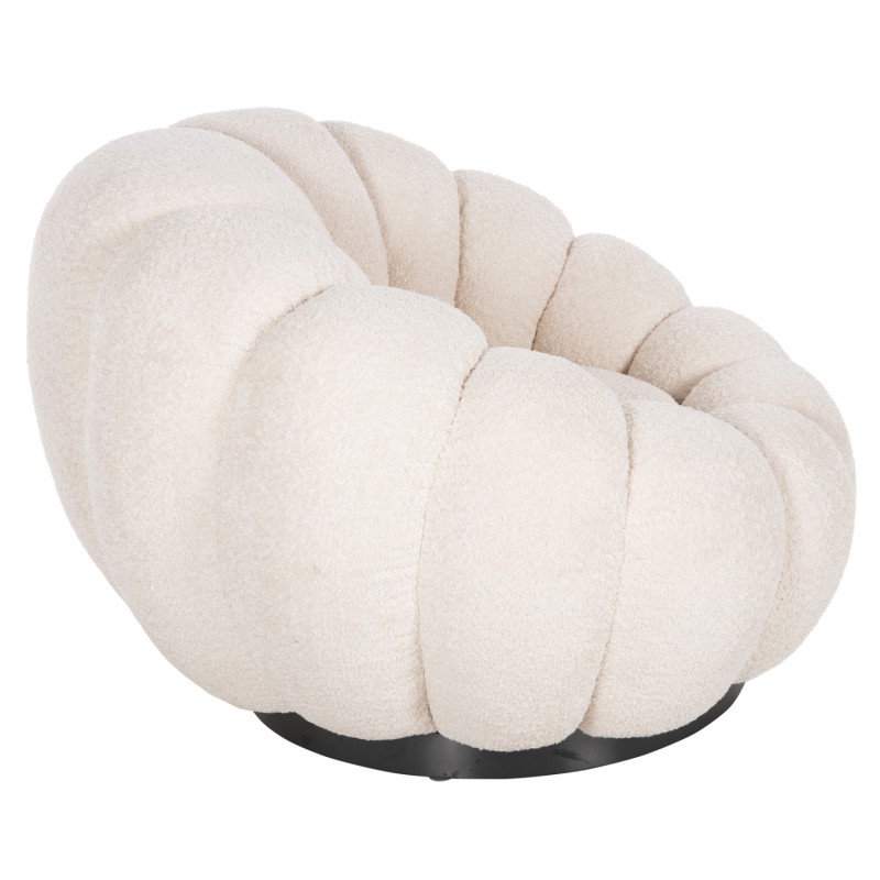 SET SWIVELLING ARMCHAIR WITH ROUND STOOL GRYMM FK10928.06 ECRU BOUCLE FABRIC SET SWIVELLING ARMCHAIR WITH ROUND STOOL GRYMM FK10928.06 ECRU BOUCLE FABRIC