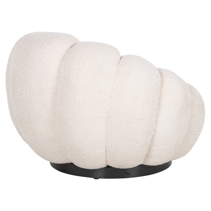 SET SWIVELLING ARMCHAIR WITH ROUND STOOL GRYMM FK10928.06 ECRU BOUCLE FABRIC SET SWIVELLING ARMCHAIR WITH ROUND STOOL GRYMM FK10928.06 ECRU BOUCLE FABRIC
