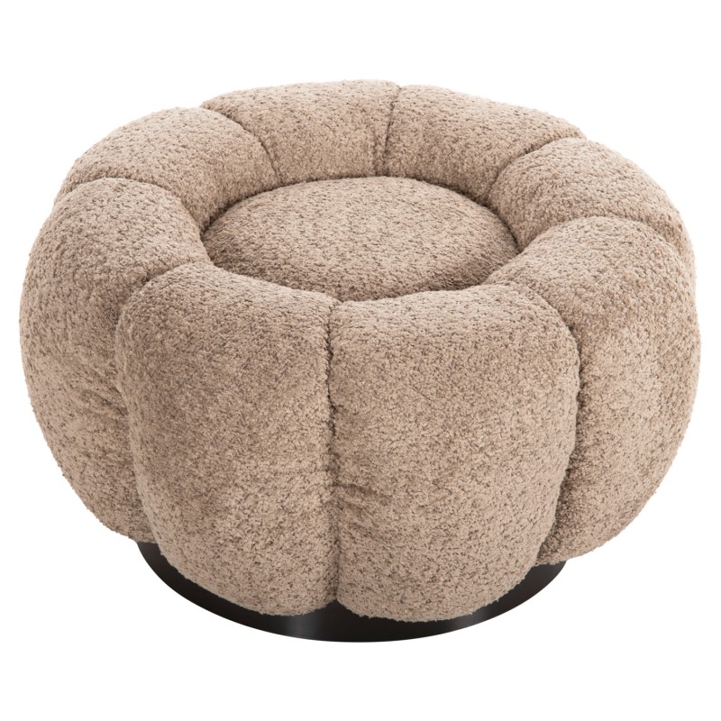 SET SWIVELLING ARMCHAIR WITH ROUND STOOL GRYMM FK10928.08 BROWNISH BEIGE BOUCLE FABRIC SET SWIVELLING ARMCHAIR WITH ROUND STOOL GRYMM FK10928.08 BROWNISH BEIGE BOUCLE FABRIC