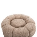 SET SWIVELLING ARMCHAIR WITH ROUND STOOL GRYMM FK10928.08 BROWNISH BEIGE BOUCLE FABRIC SET SWIVELLING ARMCHAIR WITH ROUND STOOL GRYMM FK10928.08 BROWNISH BEIGE BOUCLE FABRIC